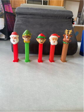 PEZ Holiday Decor One Size Red Green Santa Elf Reindeer Dispensers